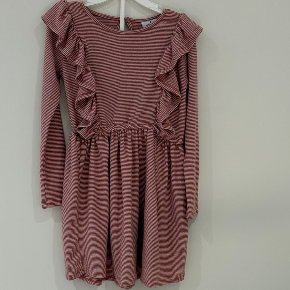 Laura Ashley Pink Striped Ruffle Dress
